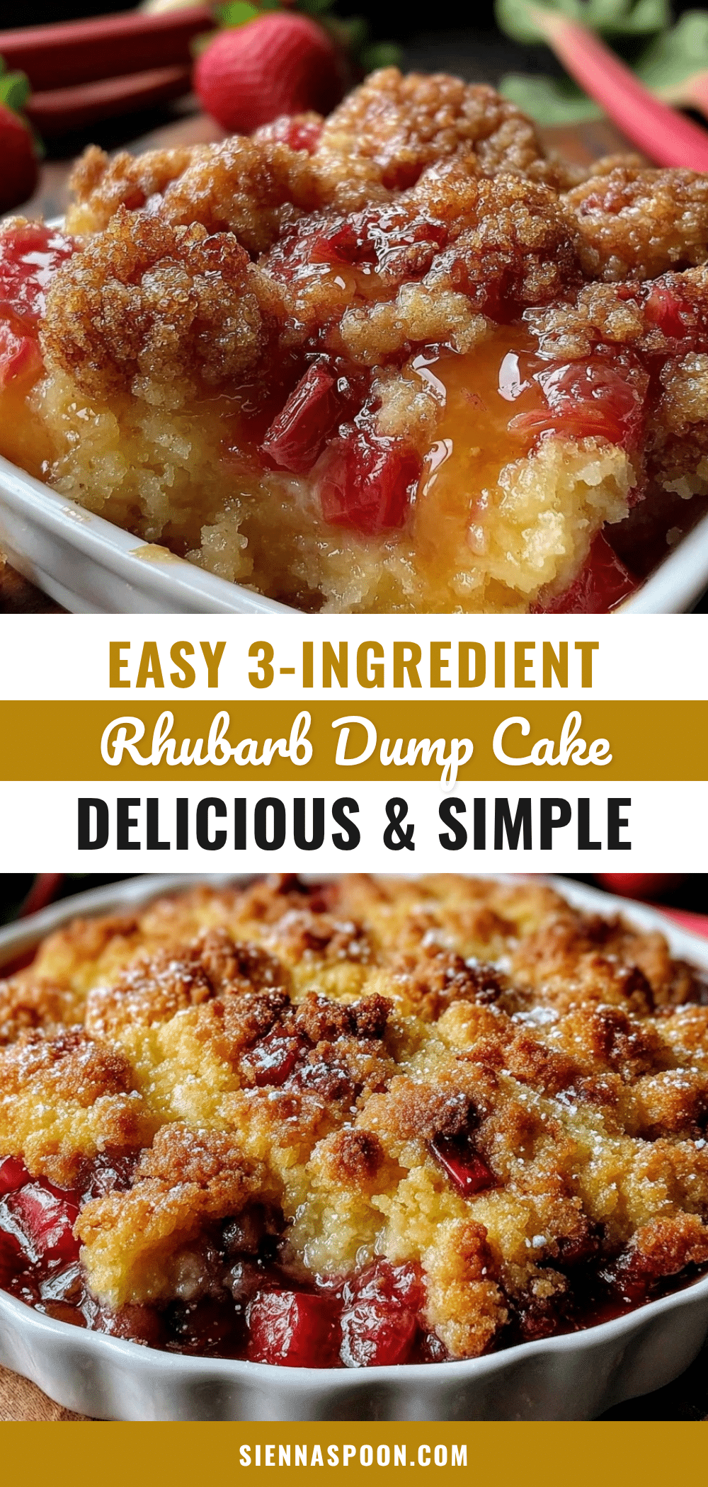 easy 3-ingredient rhubarb dump cake recipe