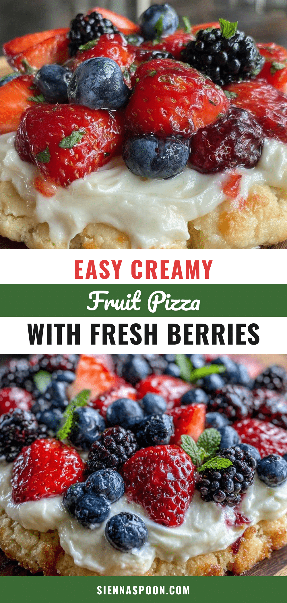 Easy Creamy Fruit Pizza Sugar Cookie recipe