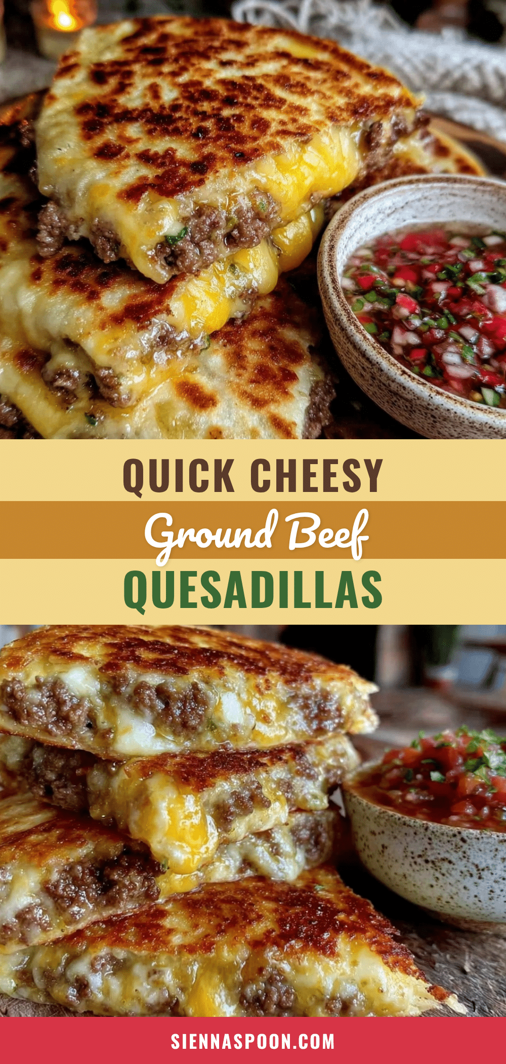 quick cheesy ground beef quesadillas recipe