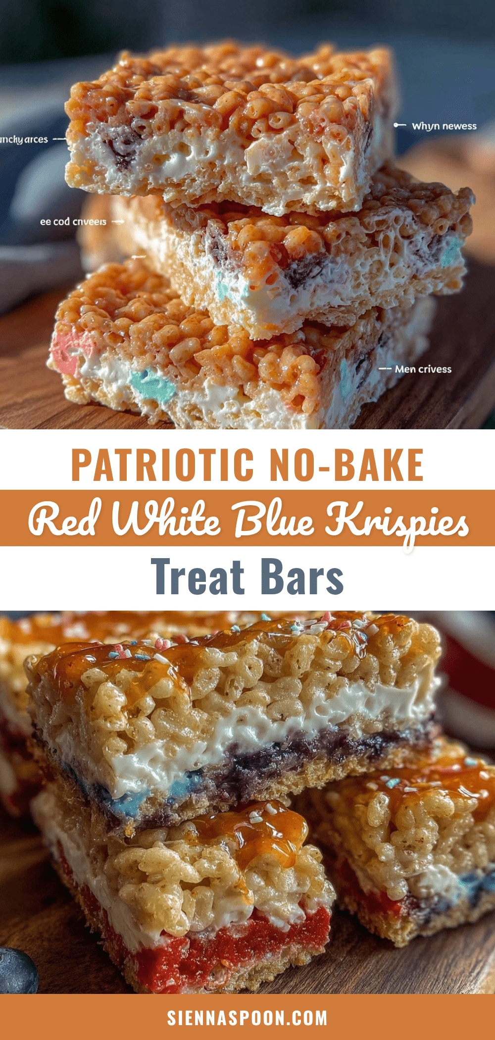 no bake red white and blue rice krispie treat bars recipe