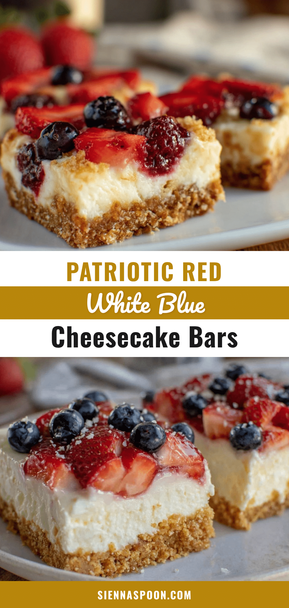 red white and blue strawberry cheesecake bars recipe