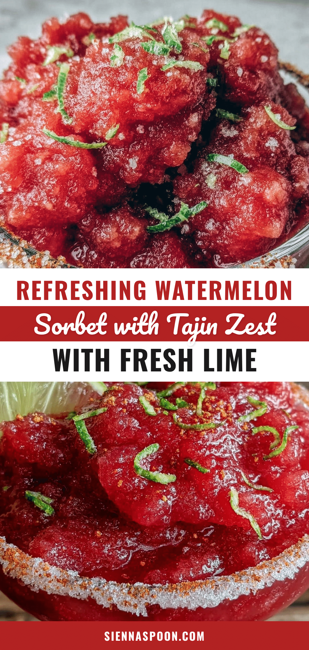 watermelon sorbet with Tajin rim and lime zest recipe