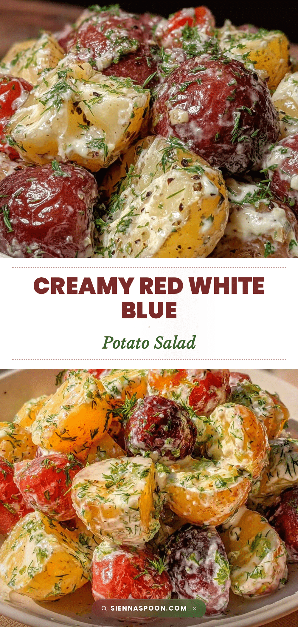 creamy red white blue potato salad with dill recipe