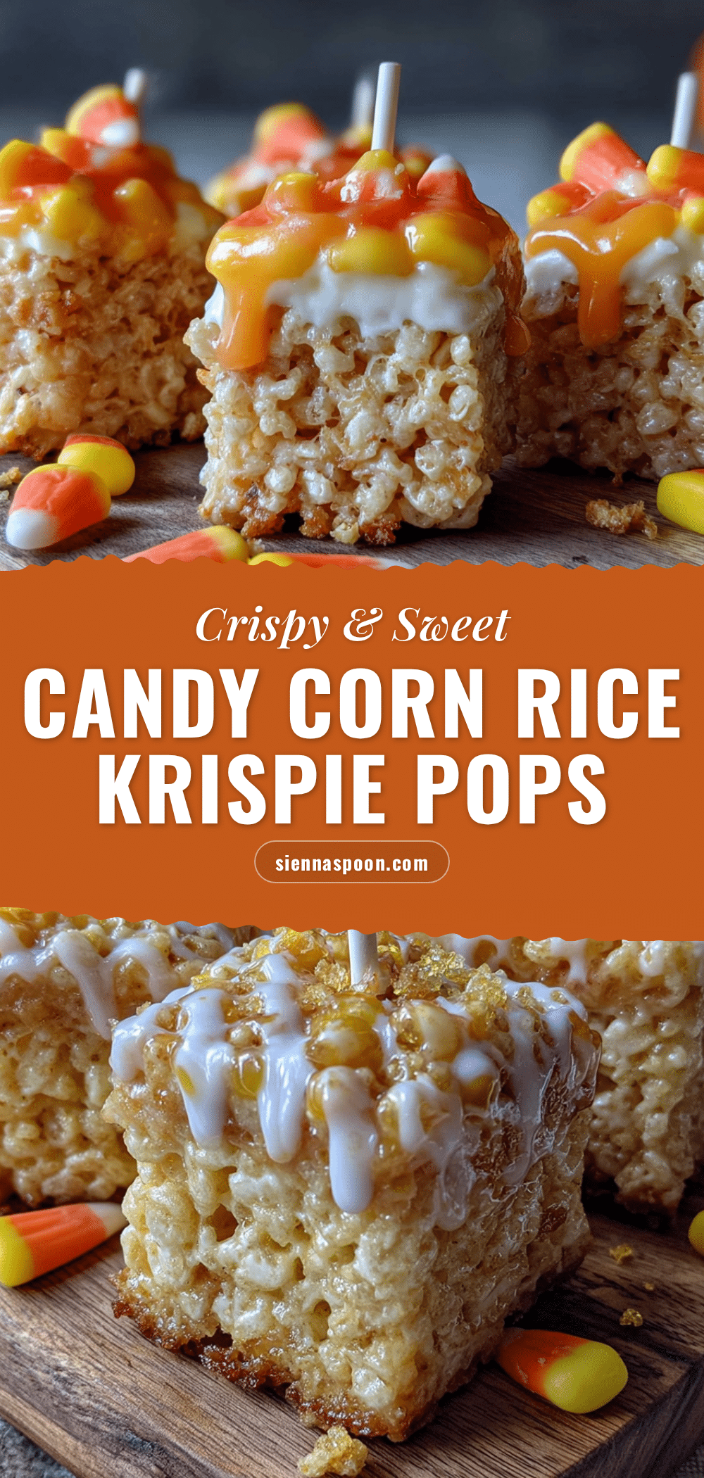 Candy Corn Rice Krispie Treat Pops recipe