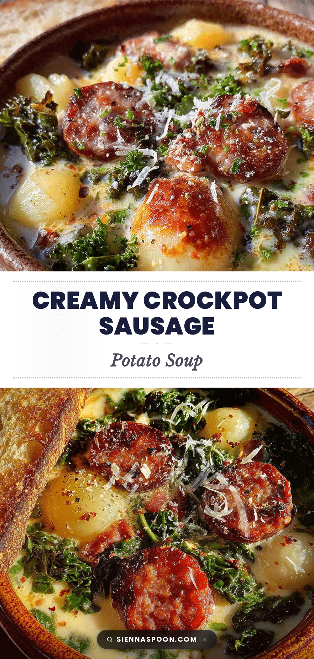 creamy crockpot sausage potato soup with kale recipe