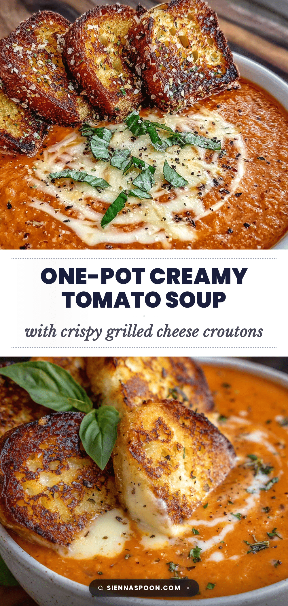 creamy one-pot tomato soup with grilled cheese croutons recipe