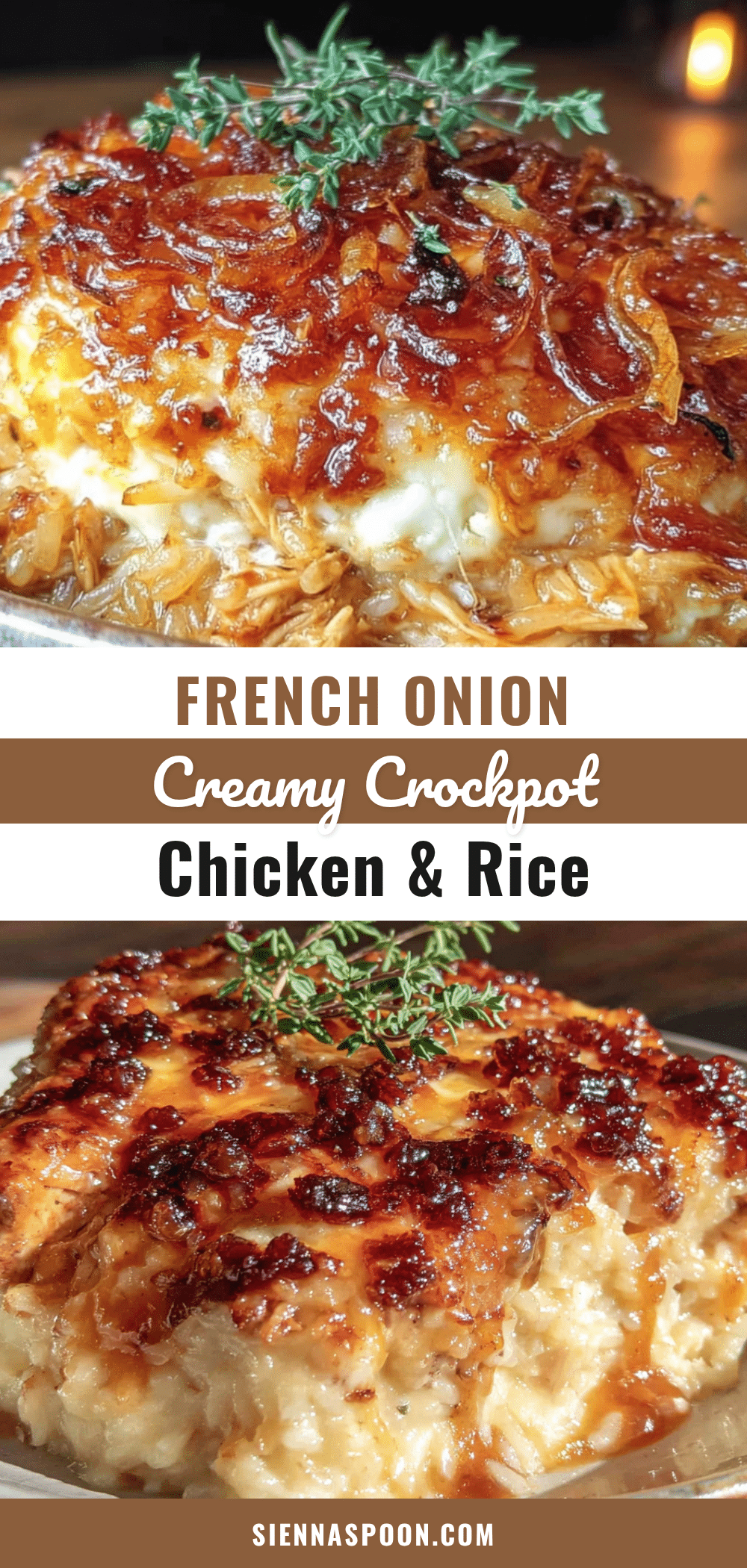 Crockpot French Onion Chicken and Rice Casserole recipe