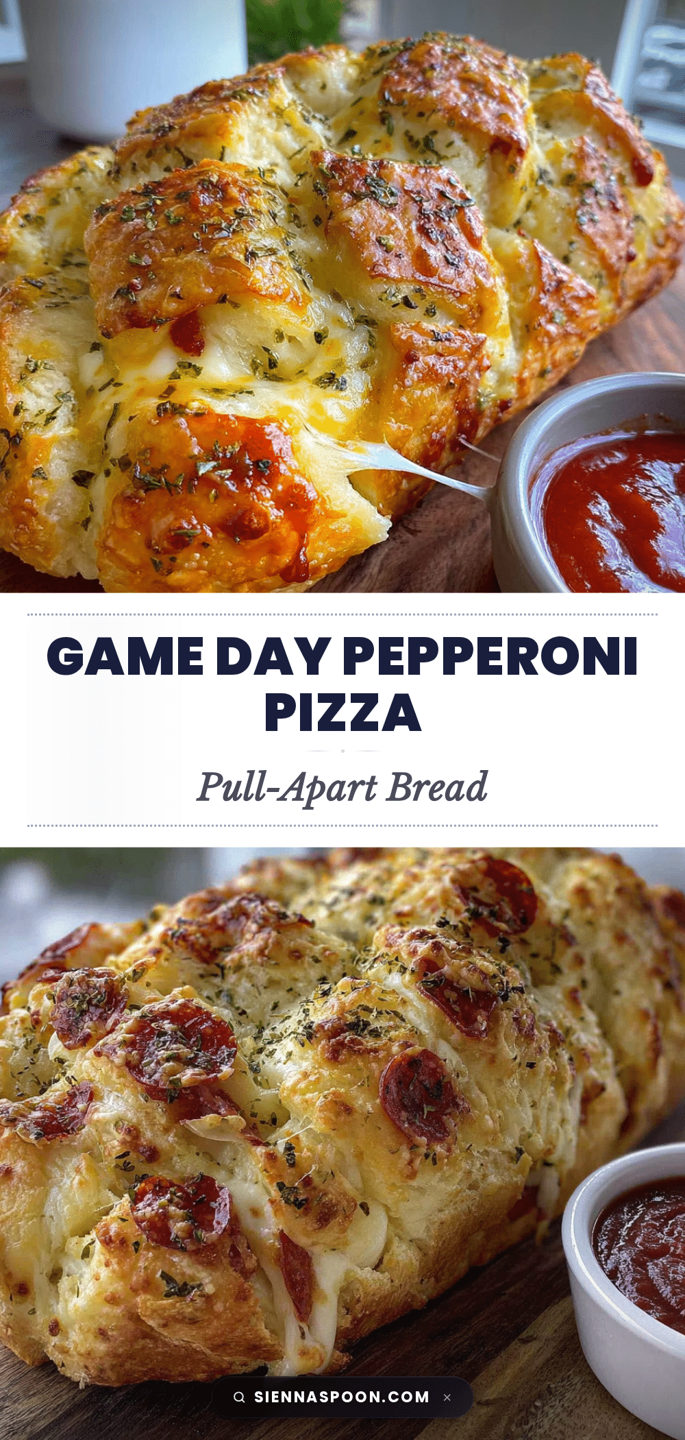 game day pepperoni pizza pull-apart bread recipe