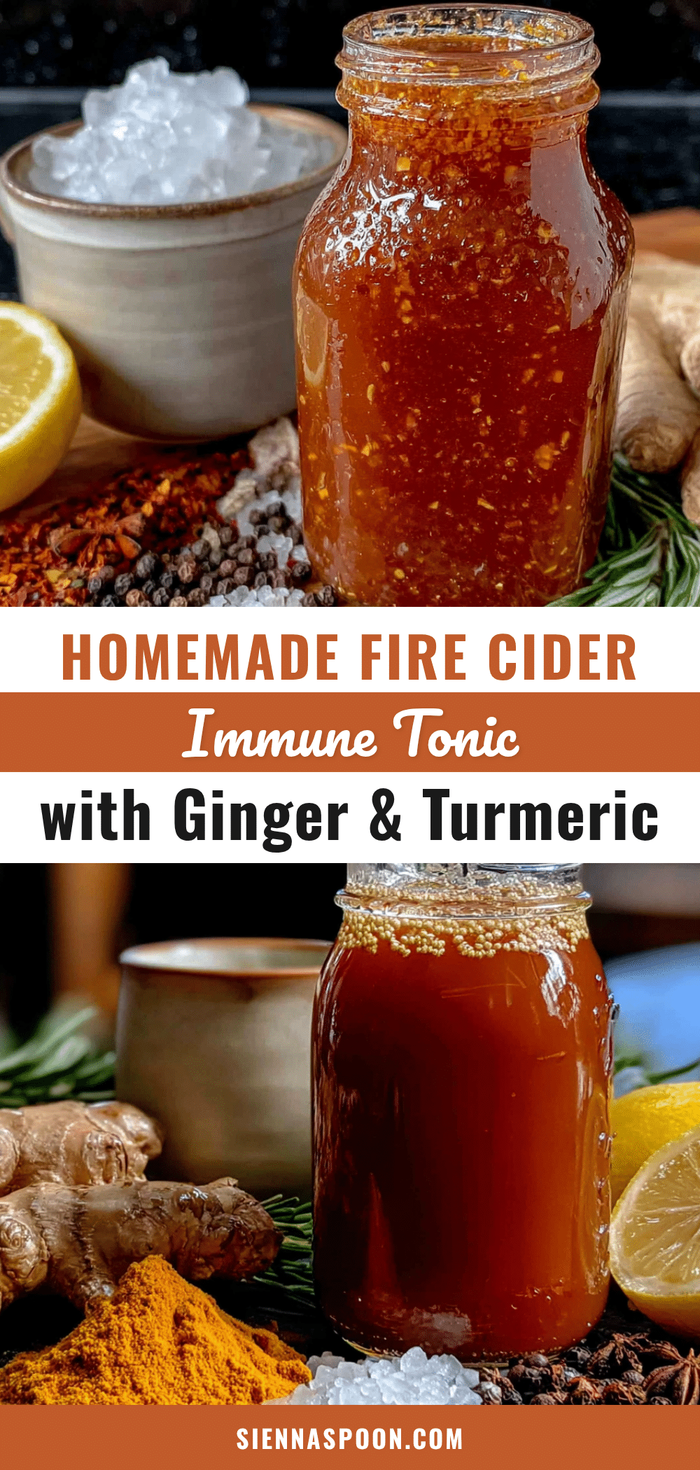 homemade fire cider immune tonic with ginger and turmeric recipe