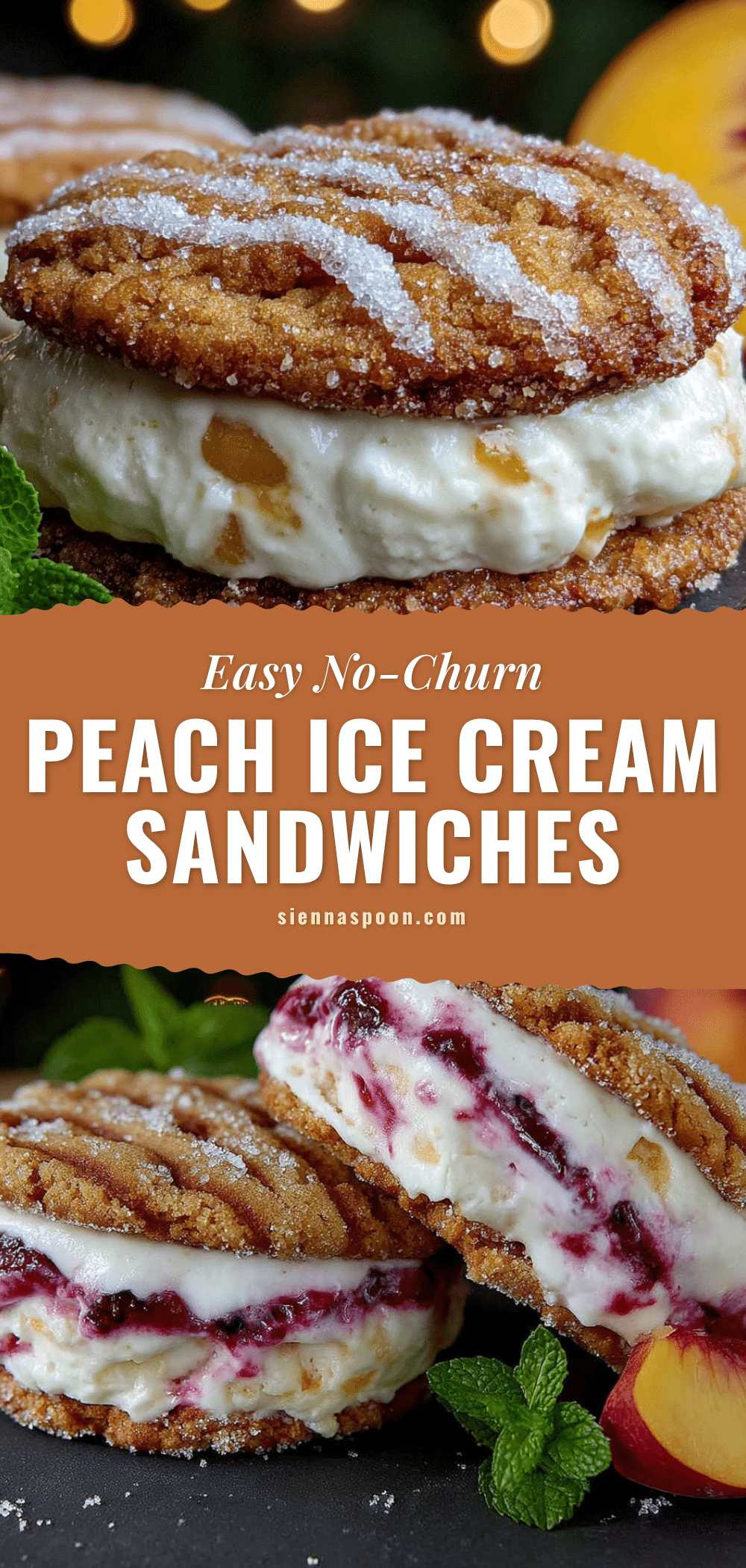 no-churn peach ice cream sandwiches recipe