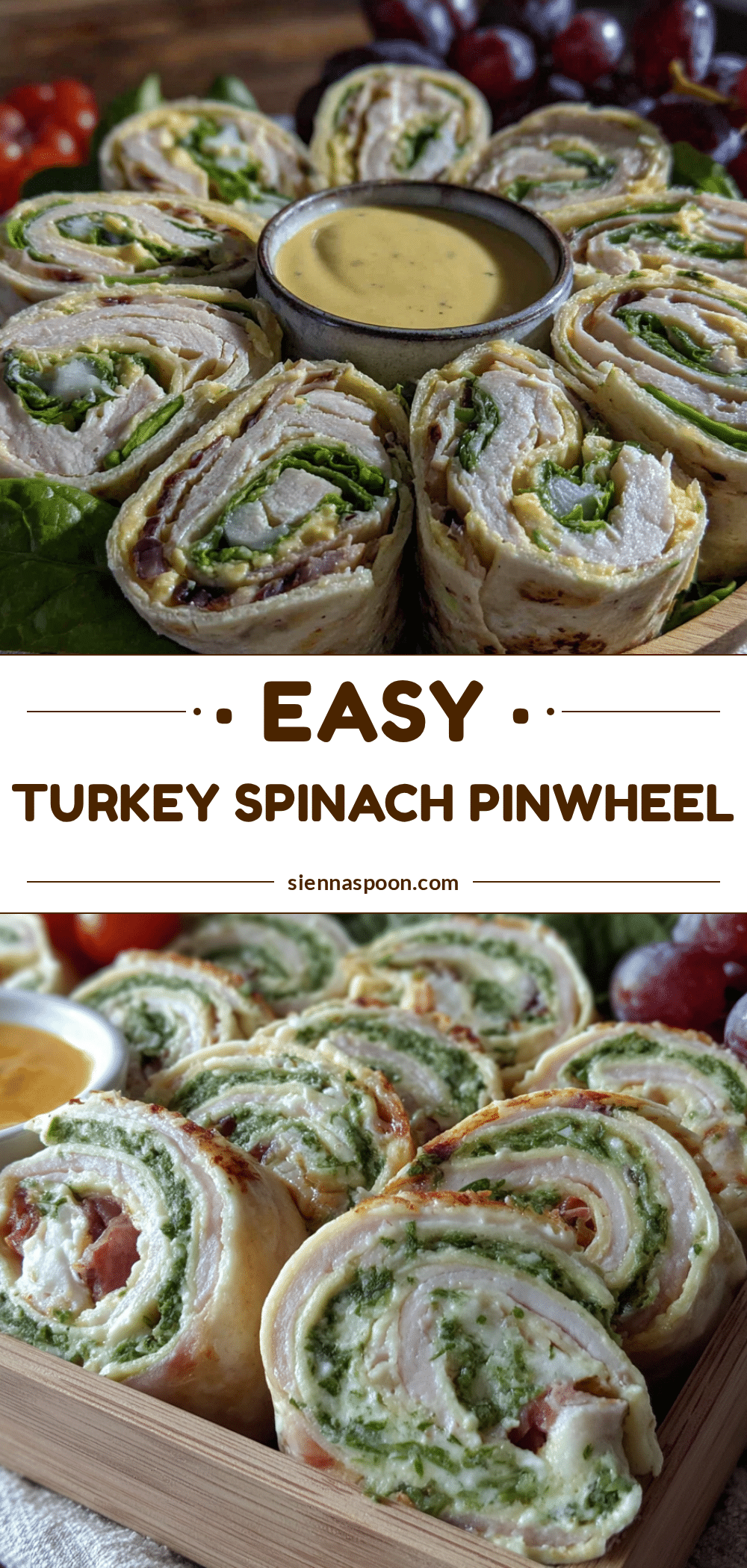 Turkey and spinach pinwheel roll-ups recipe