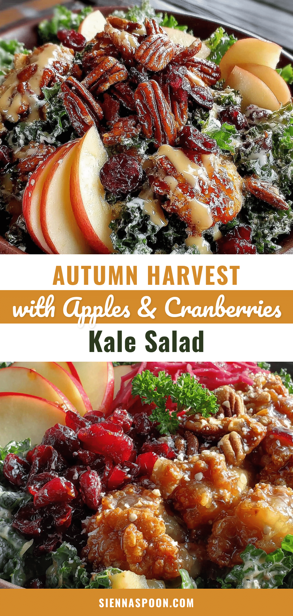 autumn harvest kale salad with apples and cranberries recipe