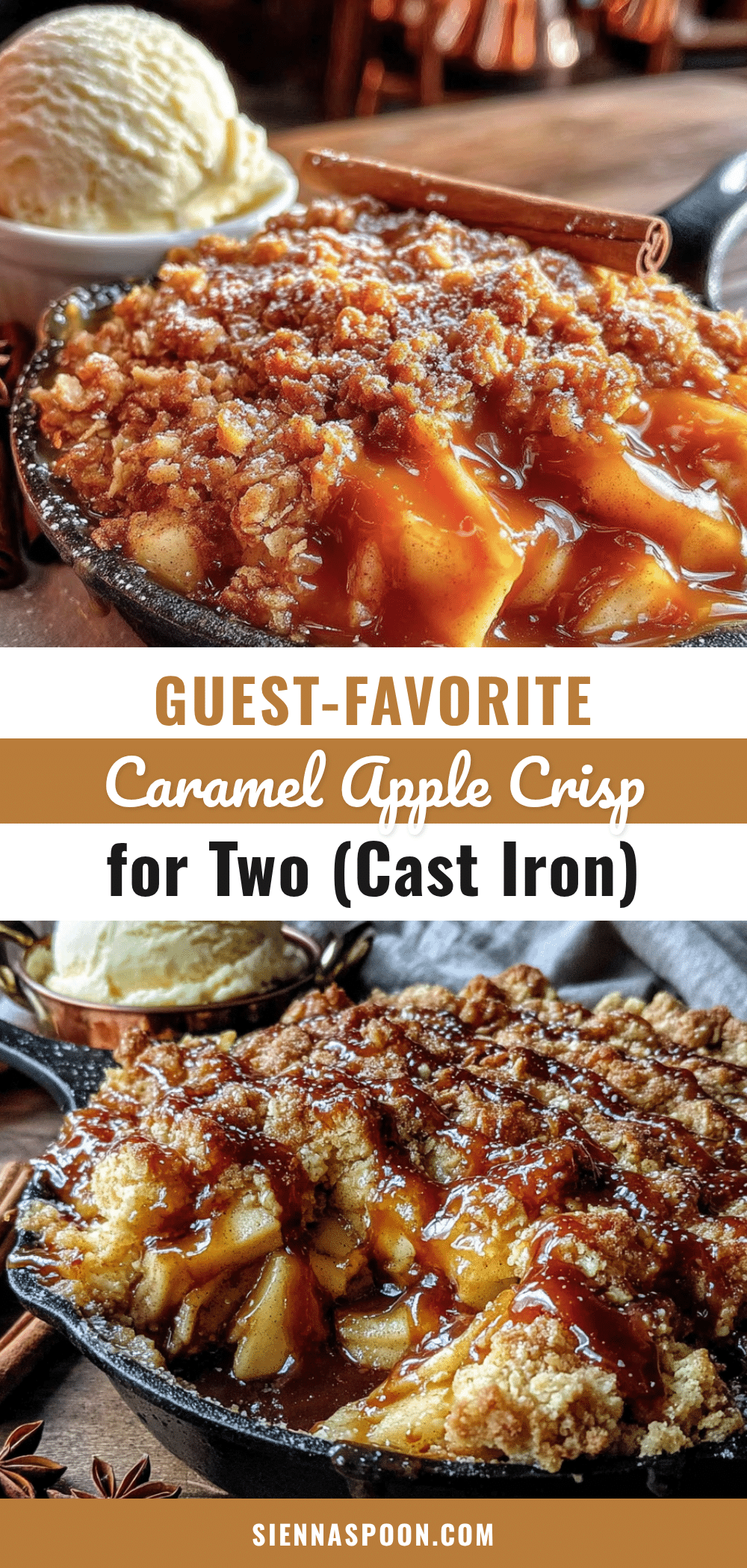 cast iron caramel apple crisp for two recipe