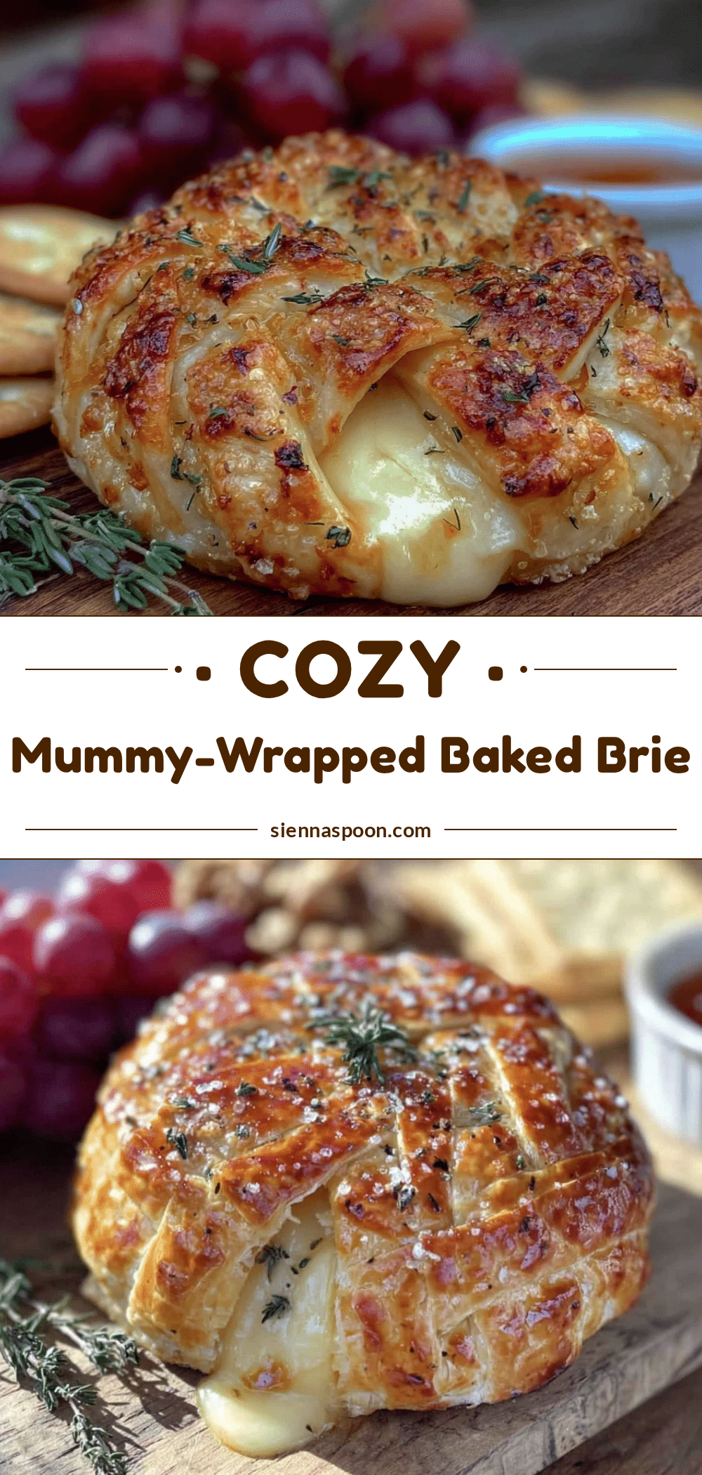 cozy mummy-wrapped baked brie recipe