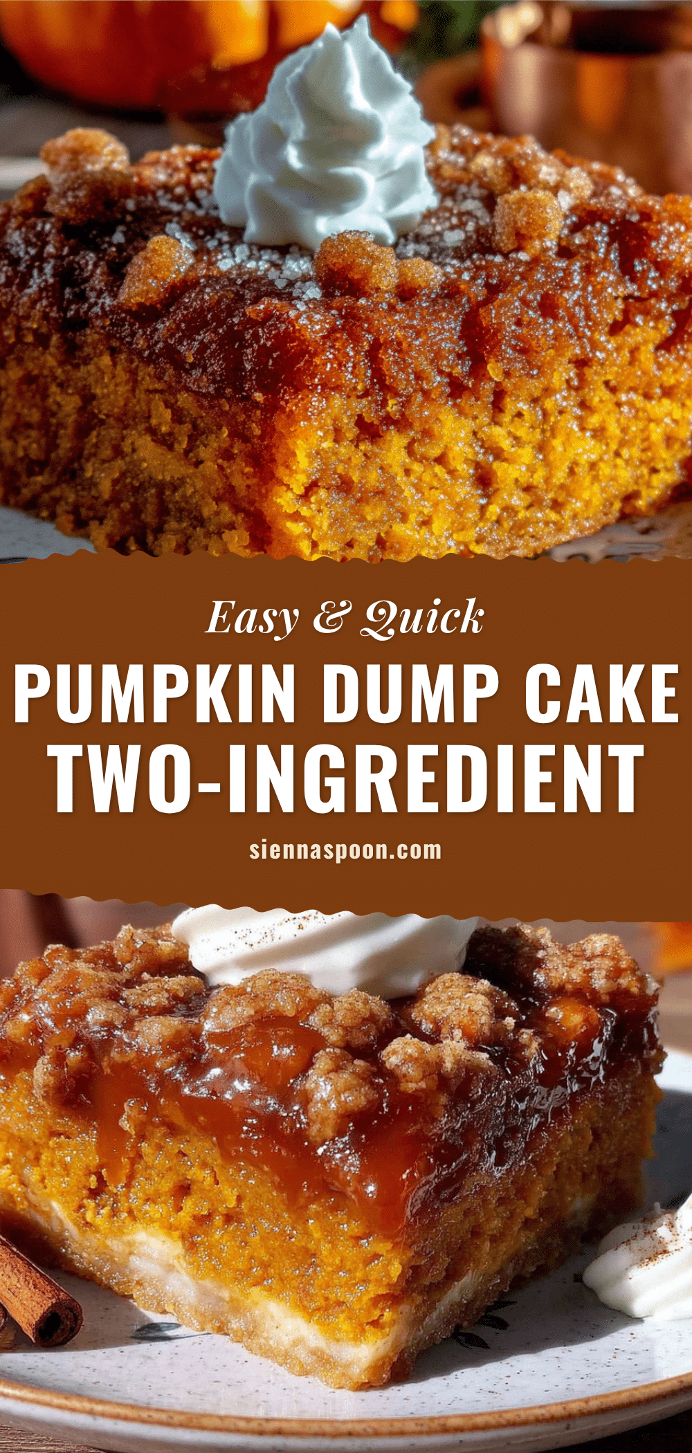 easy two-ingredient pumpkin dump cake recipe