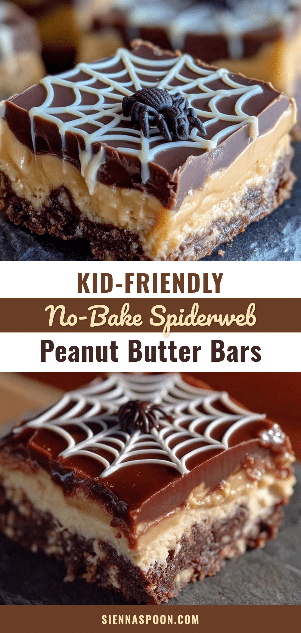 Halloween spiderweb peanut butter bars recipe