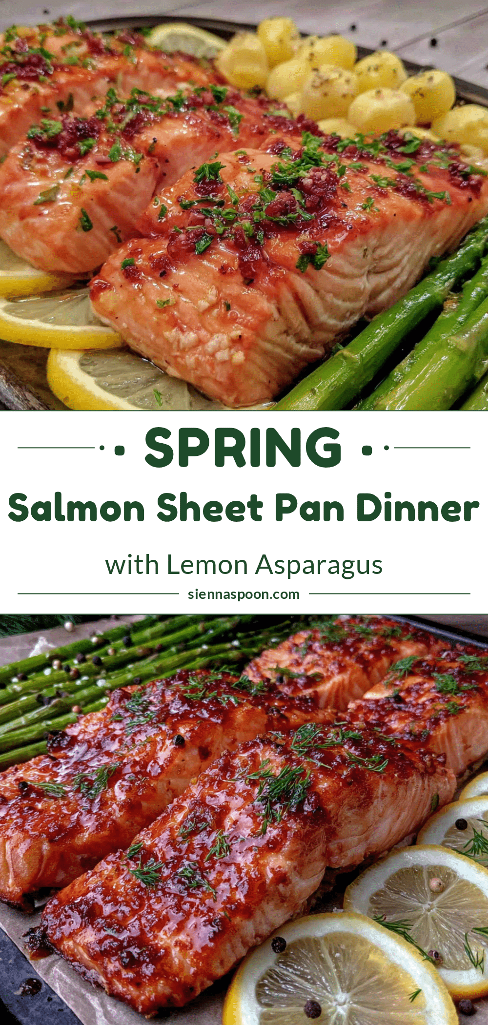 spring salmon sheet pan dinner with lemon asparagus recipe