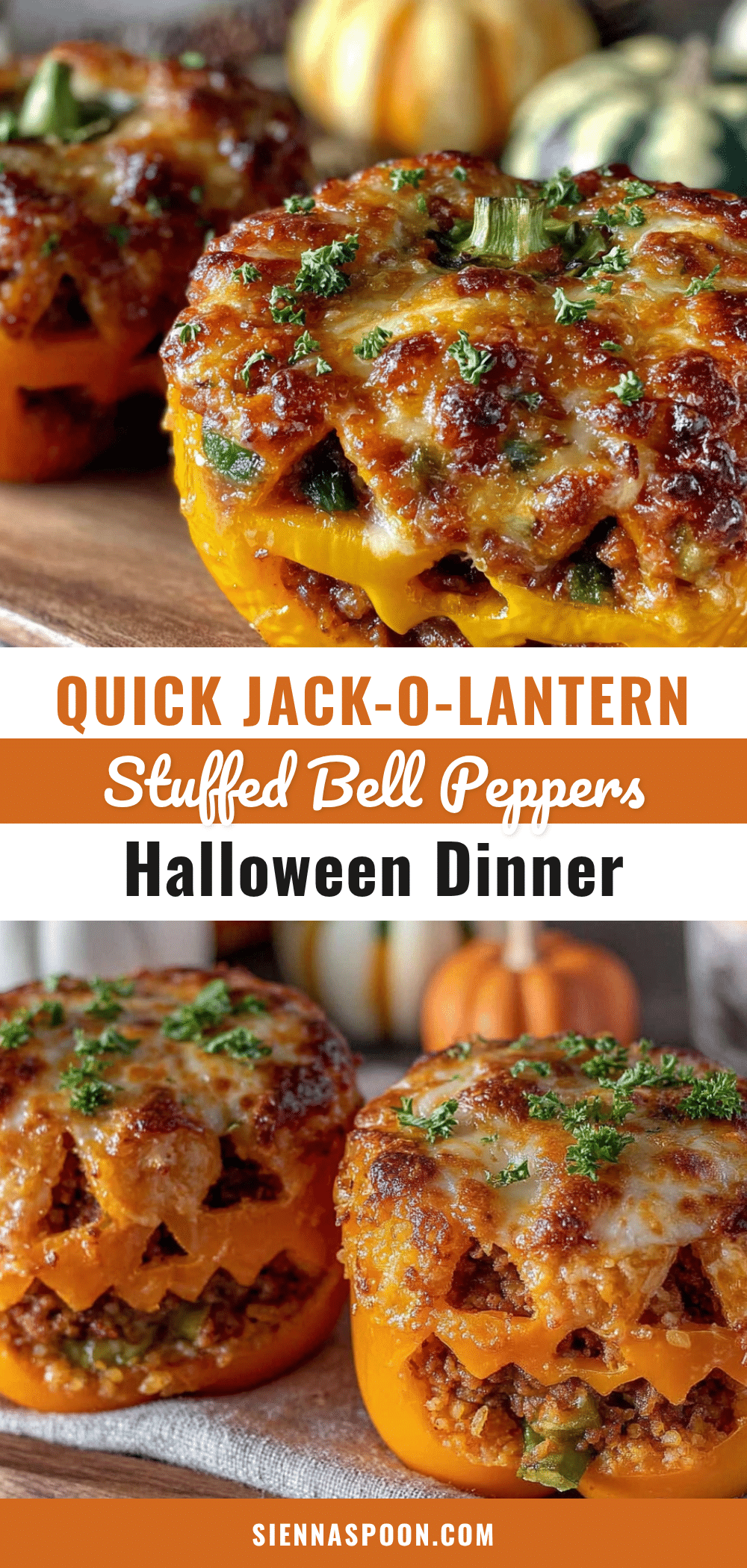 jack-o-lantern stuffed bell peppers recipe