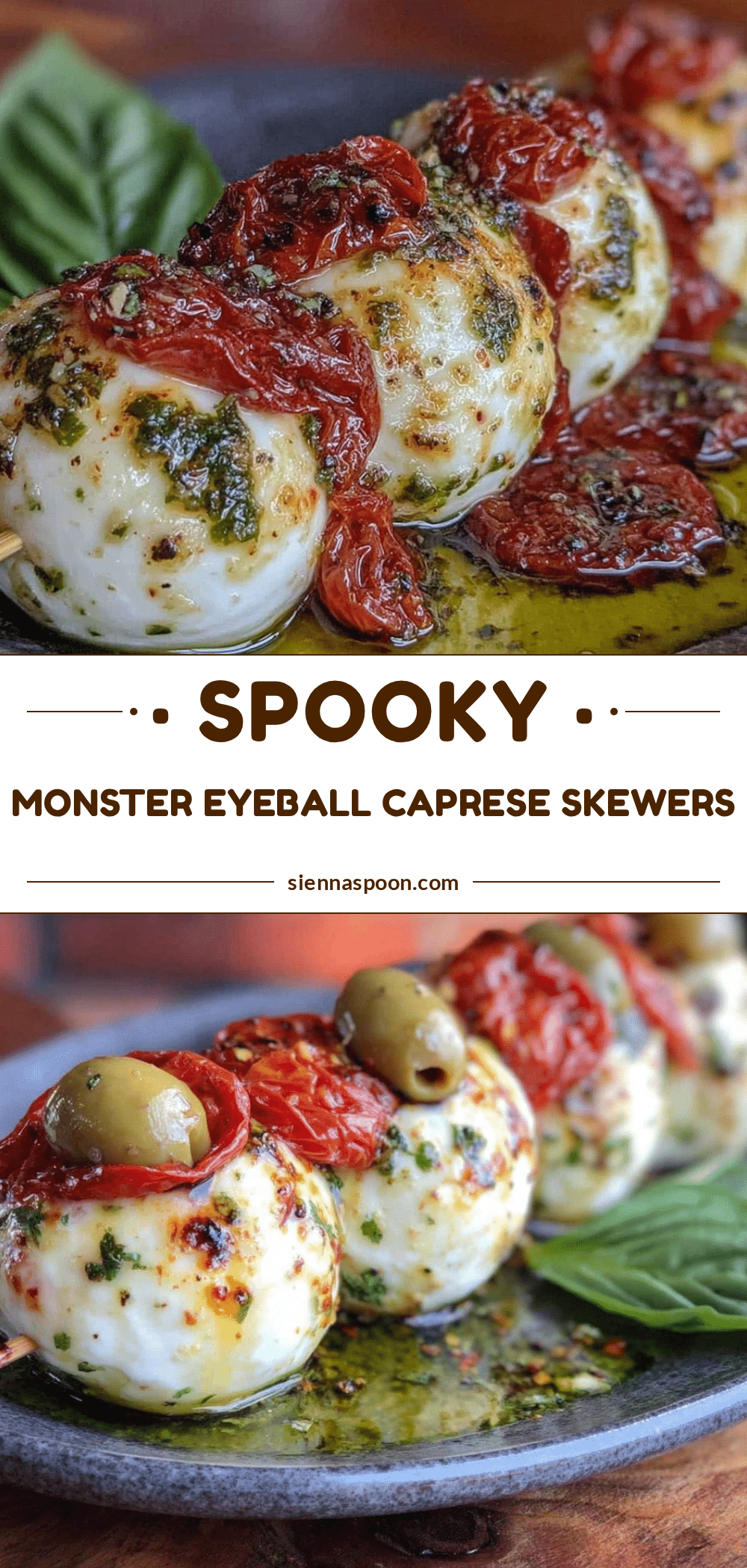 Spooky Monster Eyeball Caprese Skewers recipe