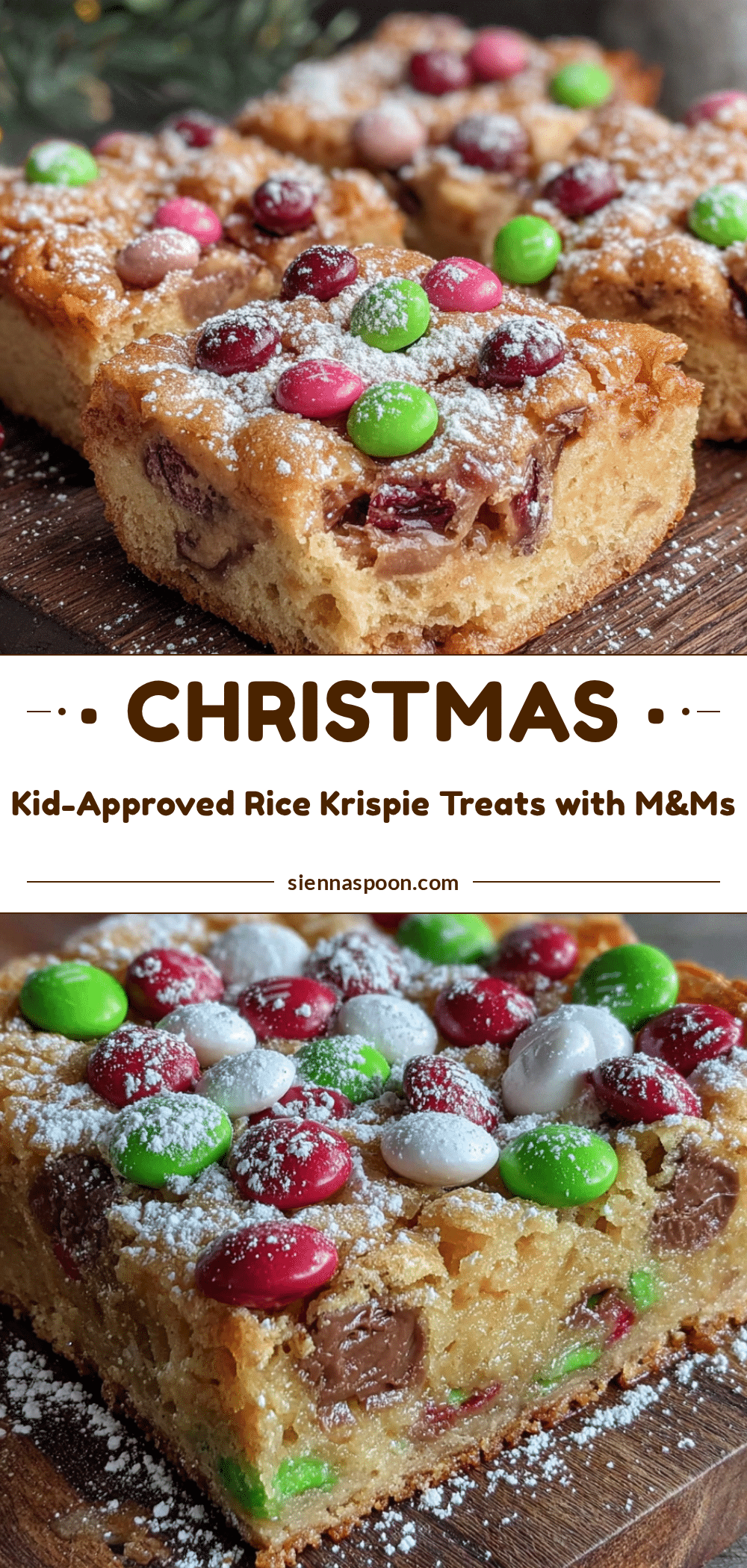easy christmas rice krispie treats with m&ms recipe
